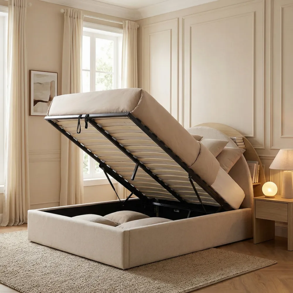 Drawer BRIE Lit coffre en tissu avec rangements intégrés 140x190cm