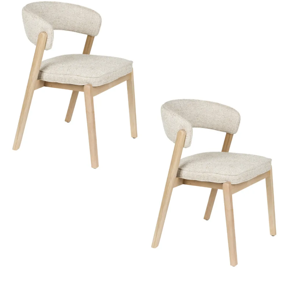 Zuiver BRIGHT Lot de 2 chaises en tissu et bois