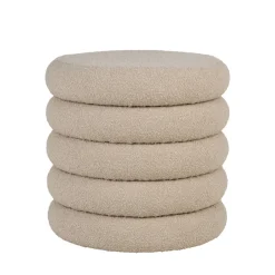 House Nordic BROOKLYN Pouf coffre rond en tissu bouclette ø44cm