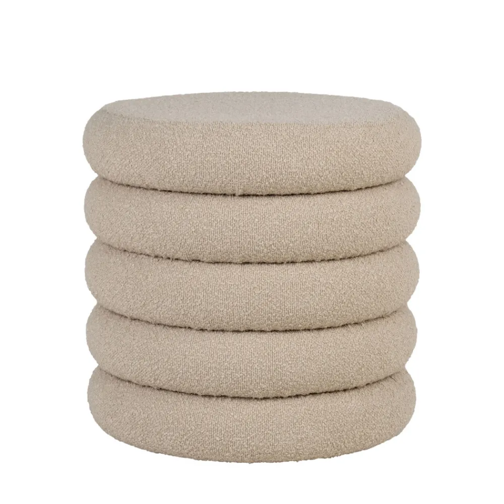 House Nordic BROOKLYN Pouf coffre rond en tissu bouclette ø44cm
