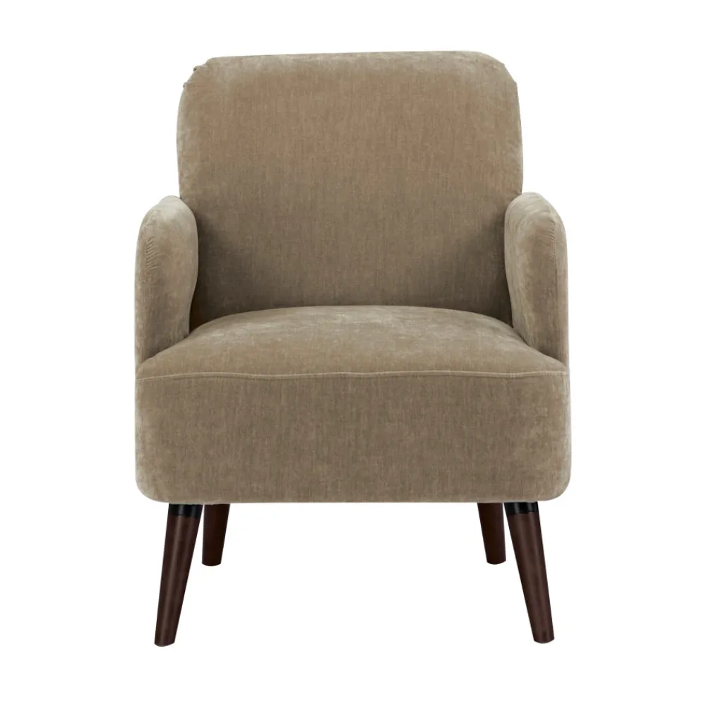 Drawer BROOKS Fauteuil rétro en tissu chenille pieds bois foncé
