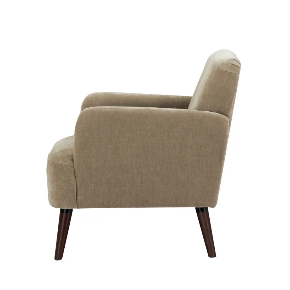 Drawer BROOKS Fauteuil rétro en tissu chenille pieds bois foncé
