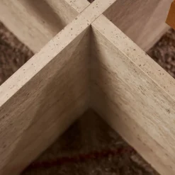 Drawer BULLY Table basse ronde en verre trempé et effet travertin ø75cm