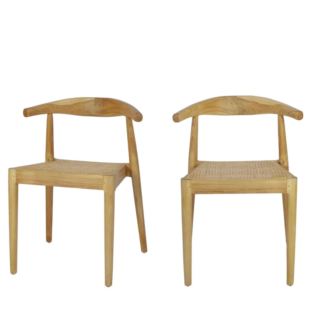 Drawer BUNGA Lot de 2 chaises en teck et cannage