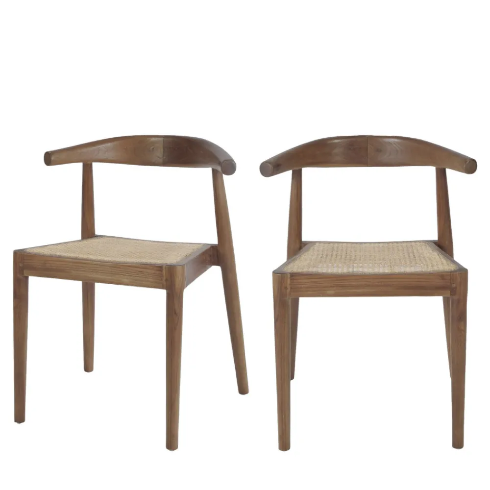 Drawer BUNGA Lot de 2 chaises en teck et cannage