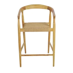 Drawer BURI Lot de 2 fauteuils de bar en teck et corde tressé H65cm