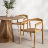 Drawer BURI Lot de 2 fauteuils de table en teck et corde tressé