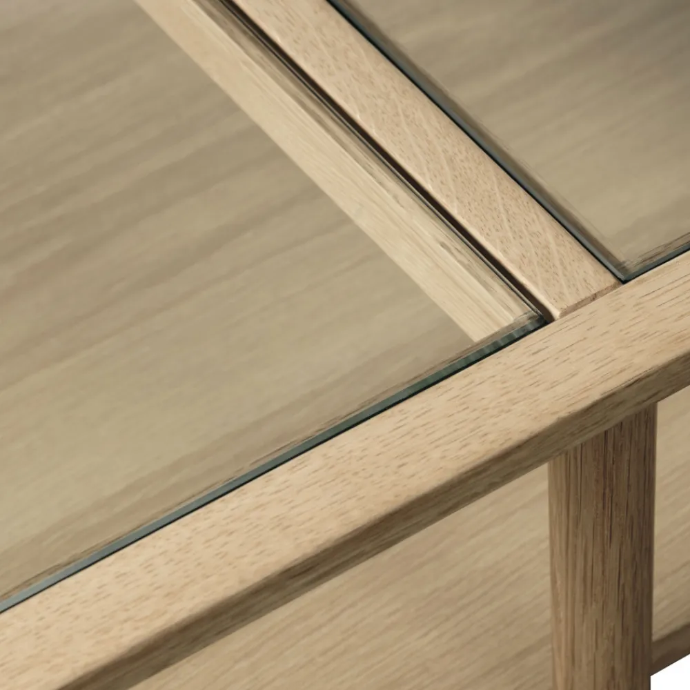 No name CAHIR Table basse en verre trempé et bois 120x60cm