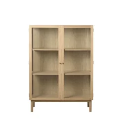No name CAHIR Vitrine 2 portes en verre trempé et bois H140cm