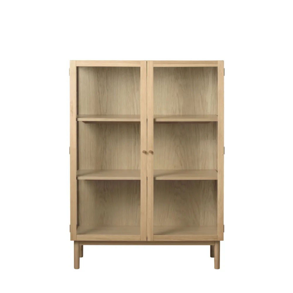 No name CAHIR Vitrine 2 portes en verre trempé et bois H140cm