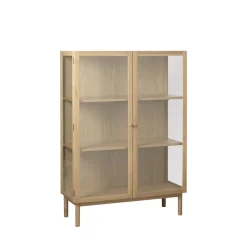 No name CAHIR Vitrine 2 portes en verre trempé et bois H140cm