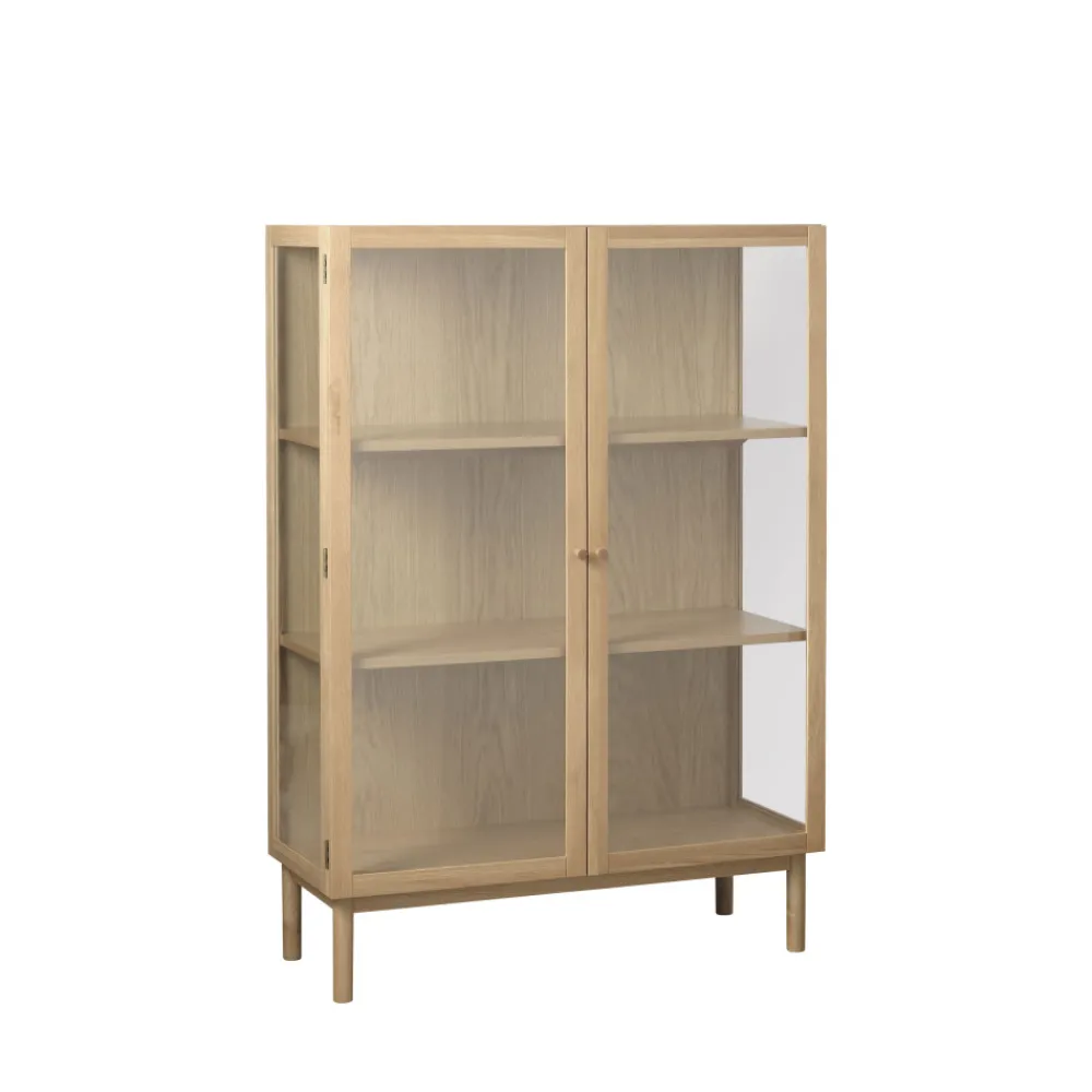 No name CAHIR Vitrine 2 portes en verre trempé et bois H140cm