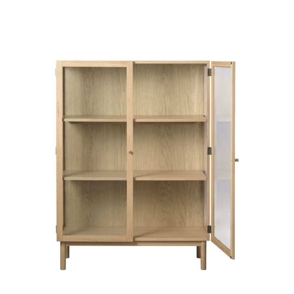 No name CAHIR Vitrine 2 portes en verre trempé et bois H140cm