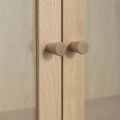 No name CAHIR Vitrine 2 portes en verre trempé et bois H140cm