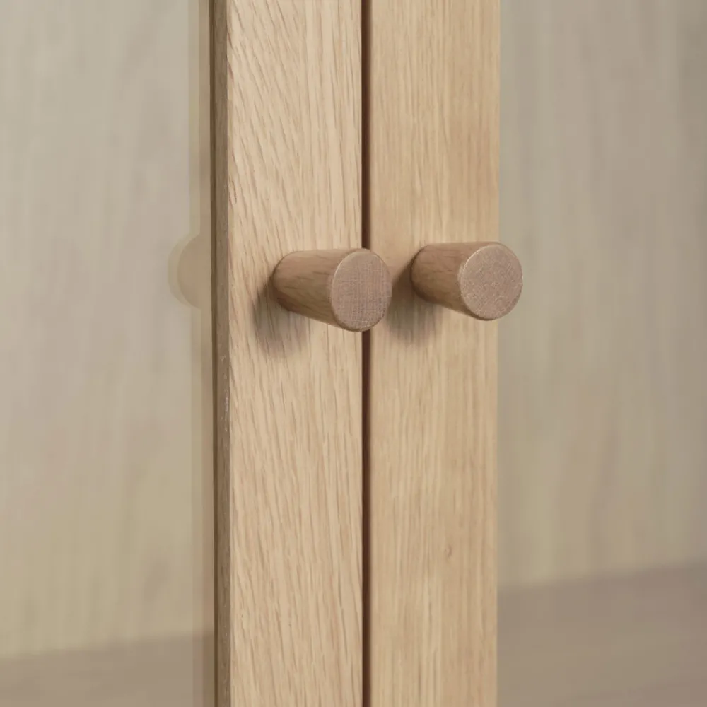 No name CAHIR Vitrine 2 portes en verre trempé et bois H140cm