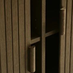 No name CALLAN Buffet aux portes coulissantes en bois strié L160cm