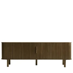 No name CALLAN Meuble TV aux portes coulissantes en bois strié L160cm
