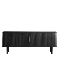 No name CALLAN Meuble TV aux portes coulissantes en bois strié L160cm