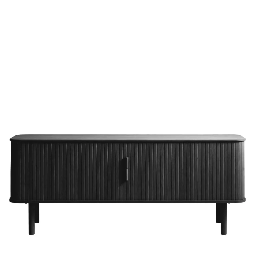 No name CALLAN Meuble TV aux portes coulissantes en bois strié L160cm