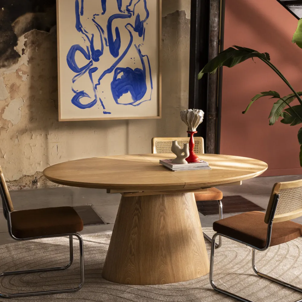 Drawer CAMI Table à manger extensible 6 à 8 personnes ovale en bois