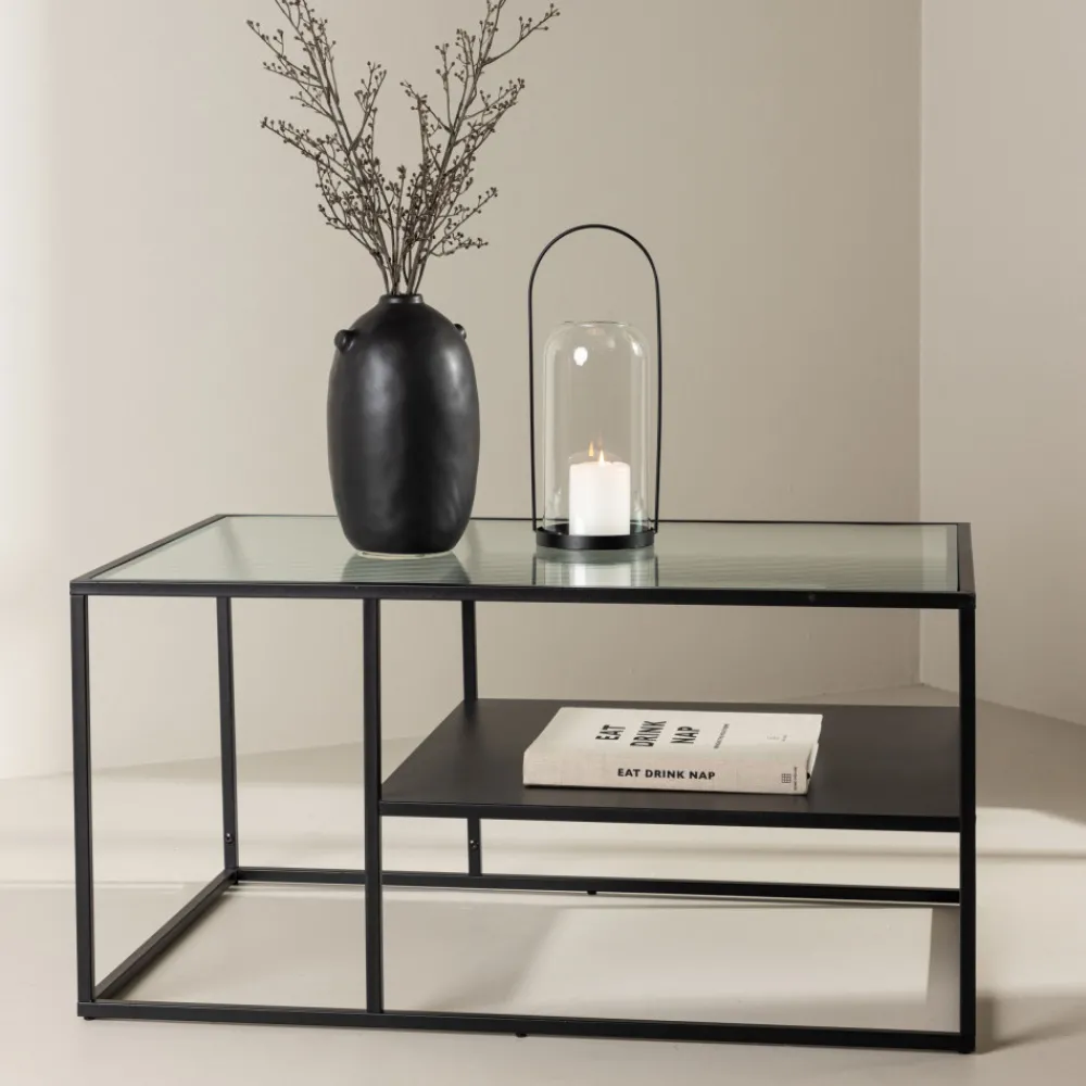 Venture Home CAMPINAS Table basse 2 plateaux en verre et métal