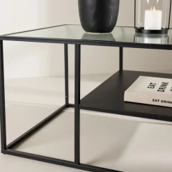 Venture Home CAMPINAS Table basse 2 plateaux en verre et métal