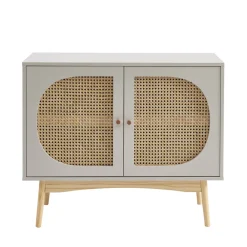 No name CANNO Buffet 2 portes en bois et cannage L90cm