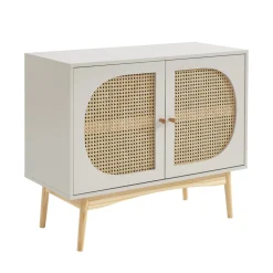 No name CANNO Buffet 2 portes en bois et cannage L90cm