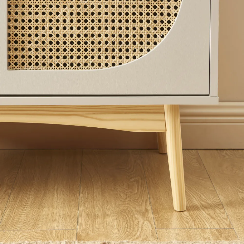 No name CANNO Buffet 2 portes en bois et cannage L90cm