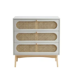 Enfant No name CANNO Commode 3 tiroirs en bois et cannage L80cm