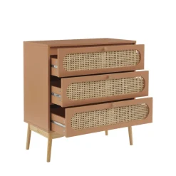 Enfant No name CANNO Commode 3 tiroirs en bois et cannage L80cm