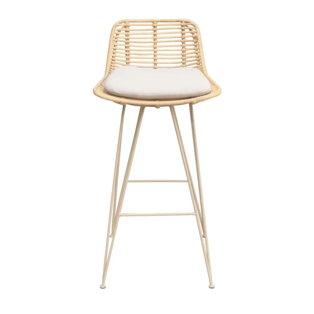 Drawer CAPURGANA Lot de 2 chaises de bar design en rotin pieds beige H67cm