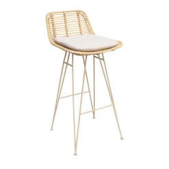 Drawer CAPURGANA Lot de 2 chaises de bar design en rotin pieds beige H67cm