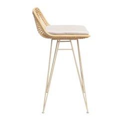 Drawer CAPURGANA Lot de 2 chaises de bar design en rotin pieds beige H67cm