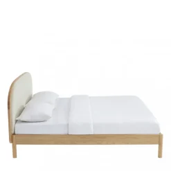 Drawer CARRIE Lit en tissu bouclette et bois 160x200cm