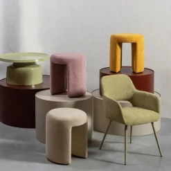 Woood CHARLIE Pouf rond en tissu ø45cm