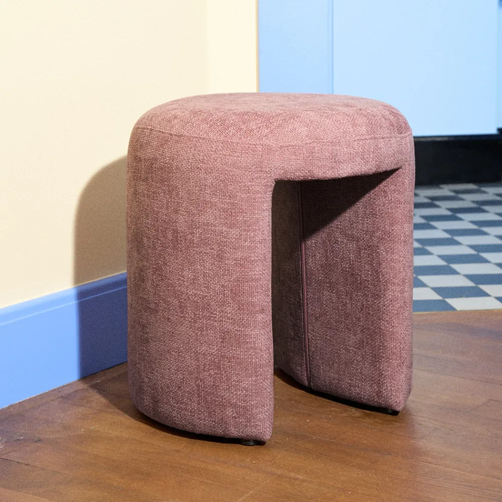 Woood CHARLIE Pouf rond en tissu ø45cm