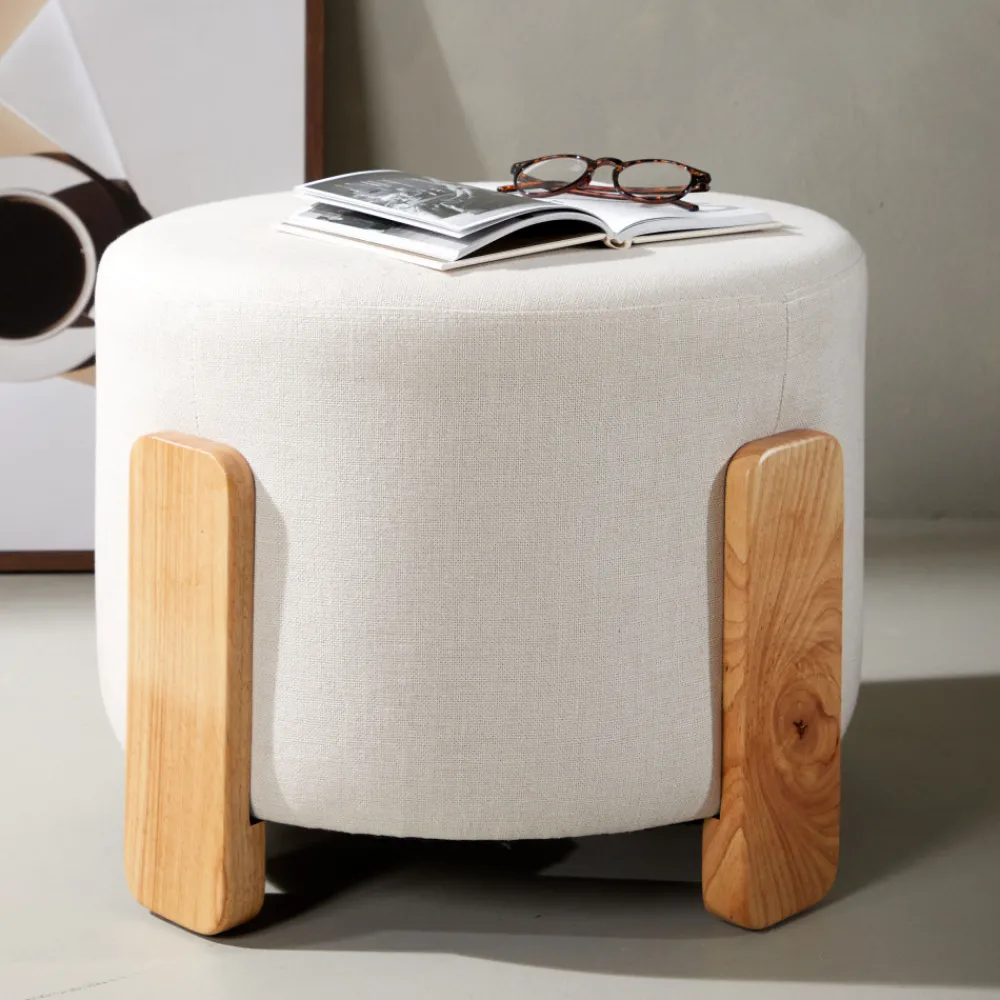 Venture Home COFFEY Pouf rond en tissu ø52,5cm