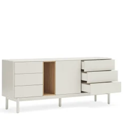 Teulat CORVO Buffet 1 porte 6 tiroirs en bois L180cm