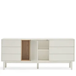 Teulat CORVO Buffet 1 porte 6 tiroirs en bois L180cm