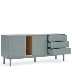 Teulat CORVO Buffet 1 porte 6 tiroirs en bois L180cm