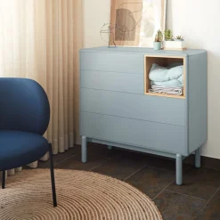 Teulat CORVO Commode 4 tiroirs 1 niche en bois L90xH90cm