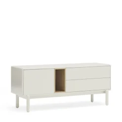 Teulat CORVO Meuble tv 1 porte 1 niche et tiroir en bois L140cm