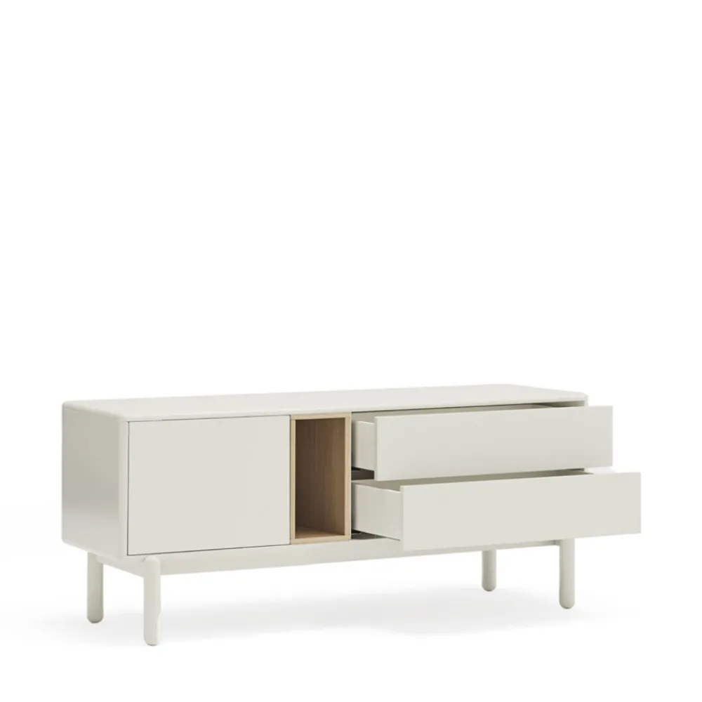 Teulat CORVO Meuble tv 1 porte 1 niche et tiroir en bois L140cm