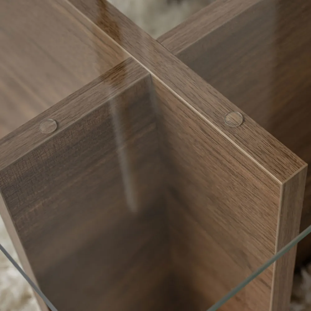 Drawer CUBIX II Table basse en verre trempé et bois