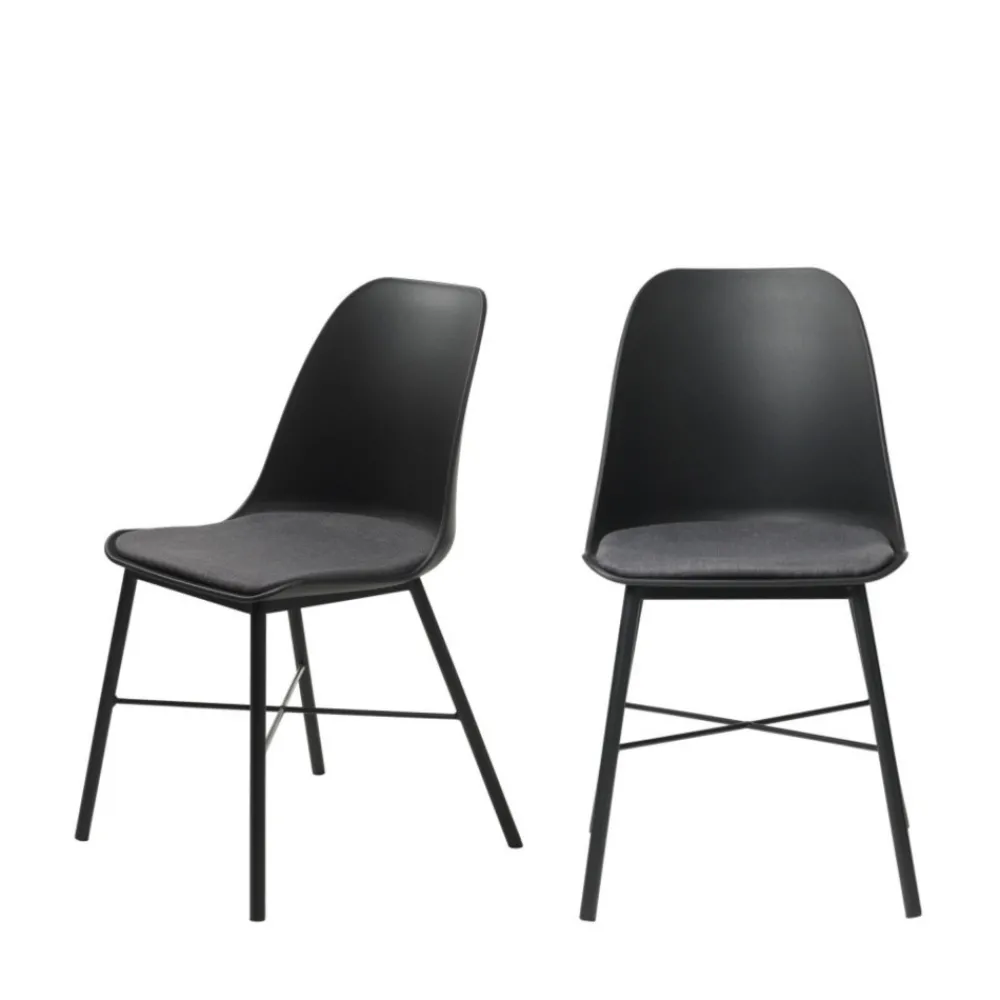 No name CURVI Lot de 2 chaises en plastique et métal