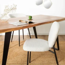 Drawer DALBY Lot de 2 chaises en tissu bouclette et métal