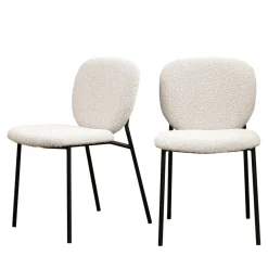 Drawer DALBY Lot de 2 chaises en tissu bouclette et métal