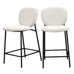 Drawer DALBY Lot de 2 tabourets de bar en tissu bouclette et métal H65cm