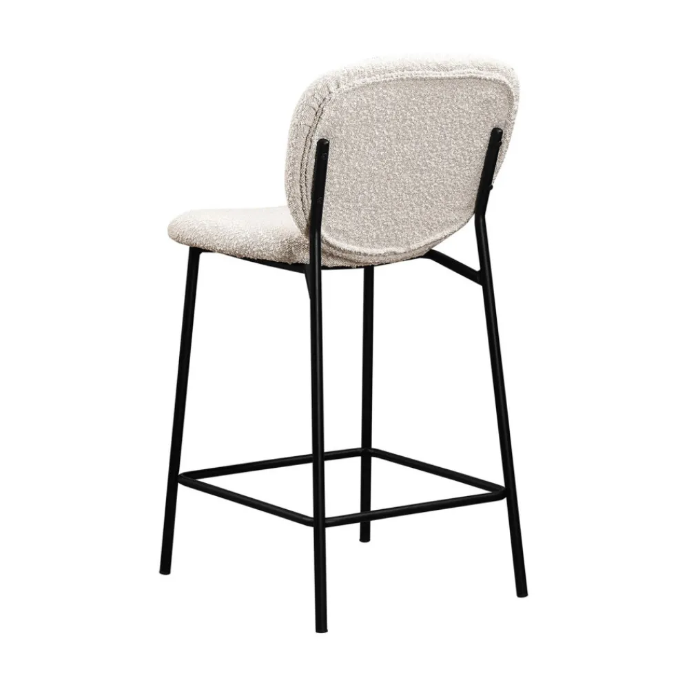 Drawer DALBY Lot de 2 tabourets de bar en tissu bouclette et métal H65cm